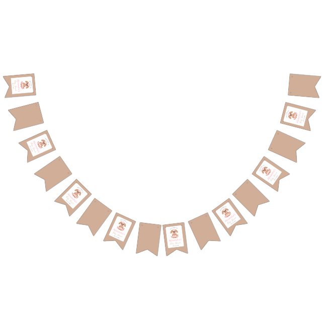 Bannière À Fanions Baby shower Personnalisé Chiot Neutral (Tout)