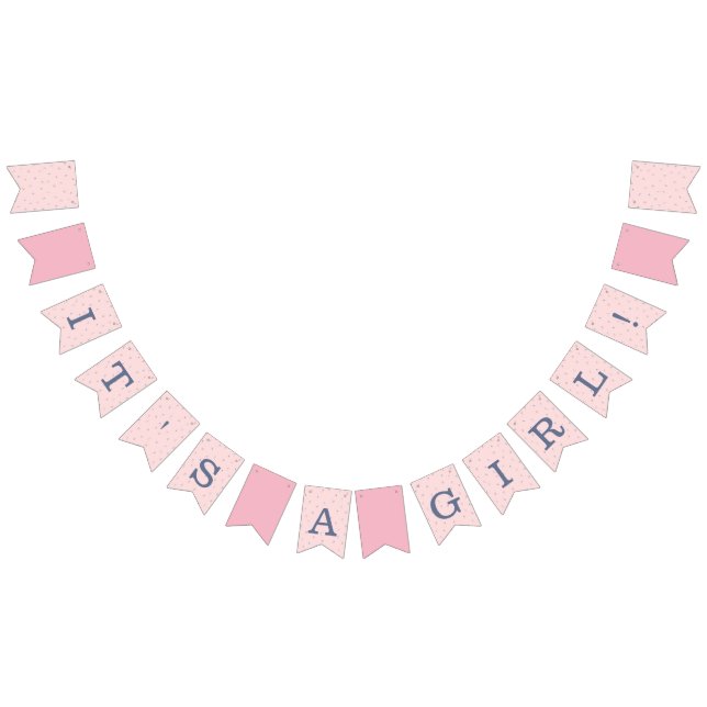 Bannière À Fanions Baby shower rose et marine (Tout)