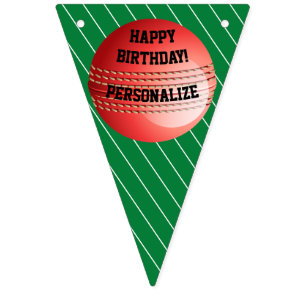 Bannière À Fanions Bal de cricket personnalisé heureux anniversaire