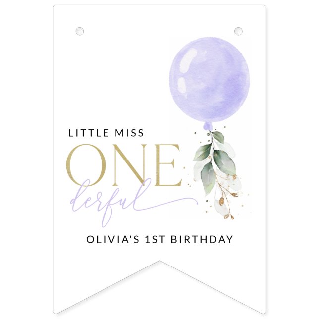 Bannière À Fanions Balcon Violet, Verdure, Feuillage, Premier Anniver (Premier drapeau)