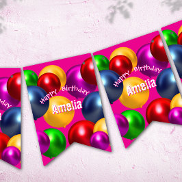 Bannière À Fanions Ballons d'anniversaire amusants Personnalisé