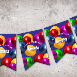 Bannière À Fanions Ballons d'anniversaire amusants Personnalisé