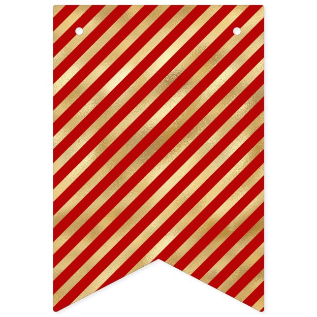 Bannière À Fanions Bande verte, rouge, Gold Festive (Deuxième drapeau)