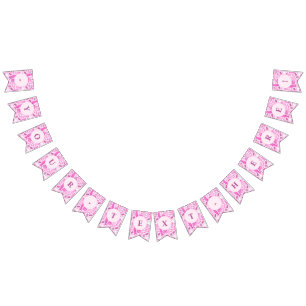 Bannière À Fanions Barbiecore Motif de mode rose et rose chaud