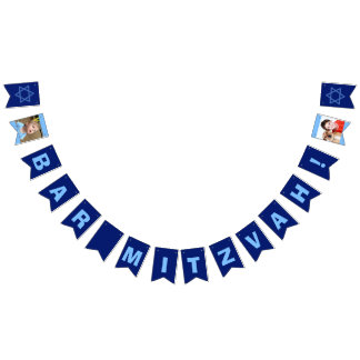 Bannière À Fanions Barre personnalisée Mitzvah Blue