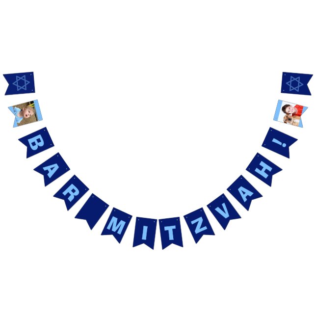 Bannière À Fanions Barre personnalisée Mitzvah Blue (Tout)