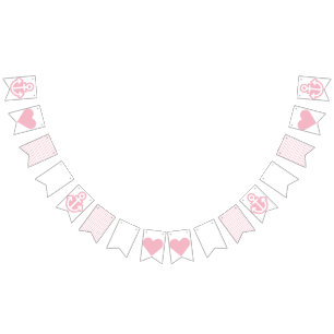 Bannière À Fanions Bassin blanc et rose marine