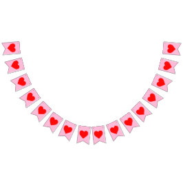 Bannière À Fanions Battement de coeur rouge pastel rose
