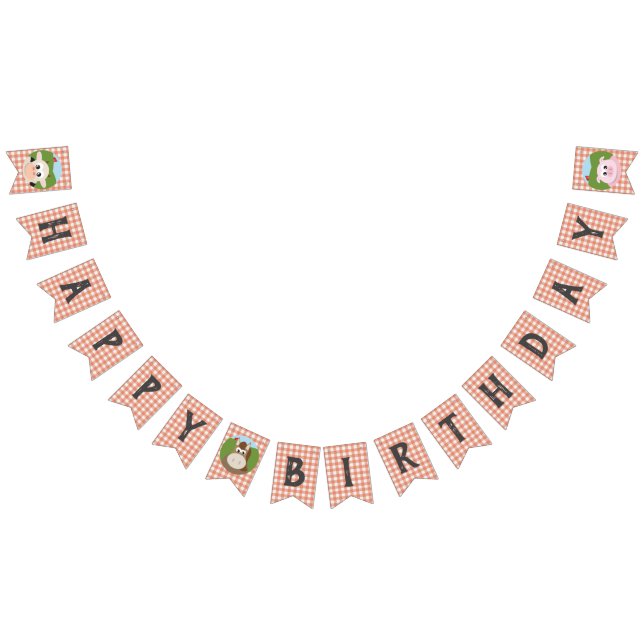 Bannière À Fanions Batterie d'anniversaire de ferme (Tout)