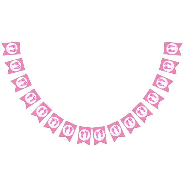 Bannière À Fanions Bébé rose mignonne Empreintes C'est un Baby shower (Tout)