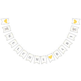 Bannière À Fanions Bienvenue Baby jaune Grey Eléphant Douche Sprinkin