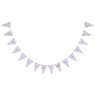 Bannière À Fanions Bienvenue Baby Purple Gold Butterfly Banner