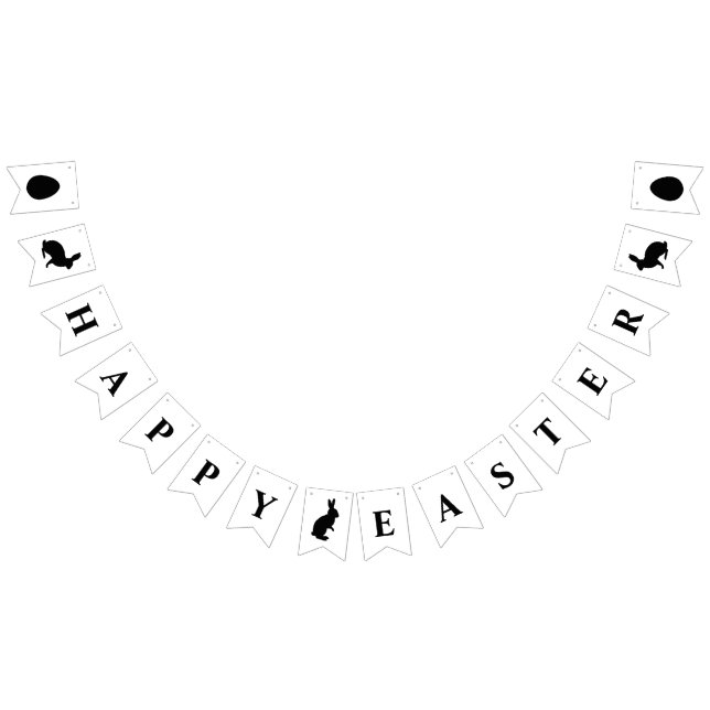 Bannière À Fanions Black And White Bunnies Happy Easter Text (Tout)