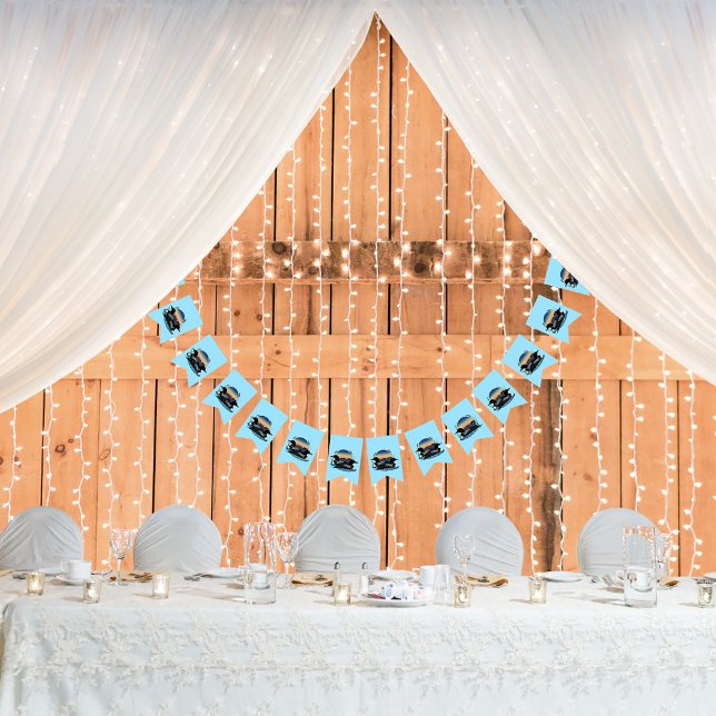 Bannière À Fanions Bleu couché de soleil (Créateur téléchargé)