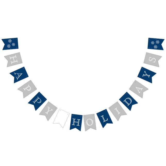 Bannière À Fanions Bleu et argenté bonnes fêtes (Tout)