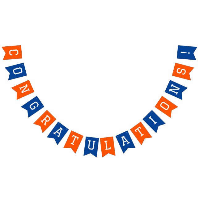 Bannière À Fanions Bleu et Orange Félicitations Graduation (Tout)