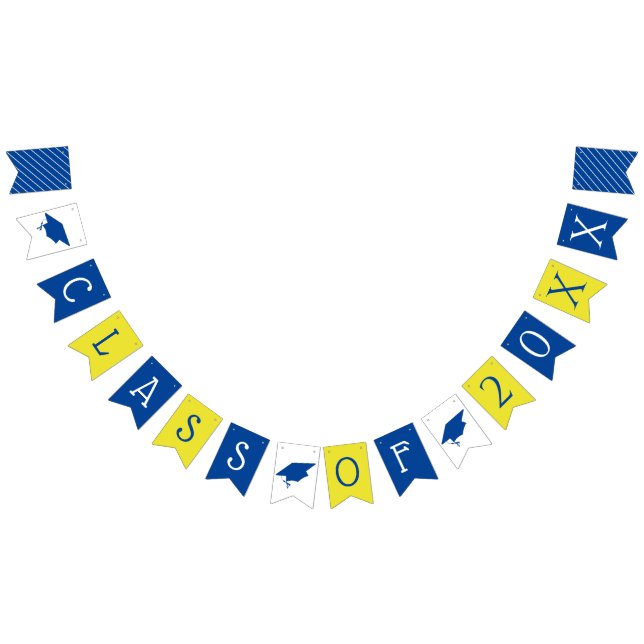 Bannière À Fanions Bleu jaune graduation (Tout)