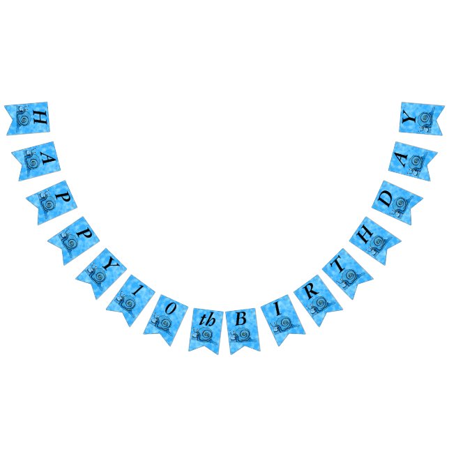 Bannière À Fanions Bleu mignon Joyeux Caricature Anniversaire Smiling (Tout)