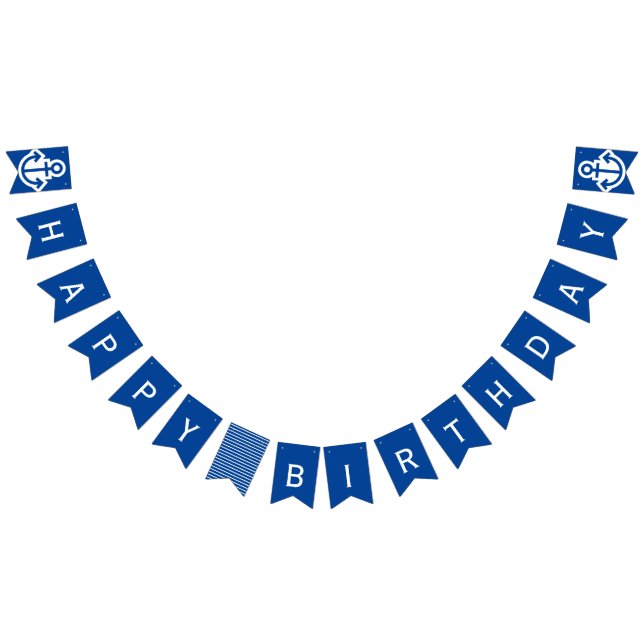 Bannière À Fanions Bleu Nautique Joyeux Anniversaire Ancre Bund (Tout)
