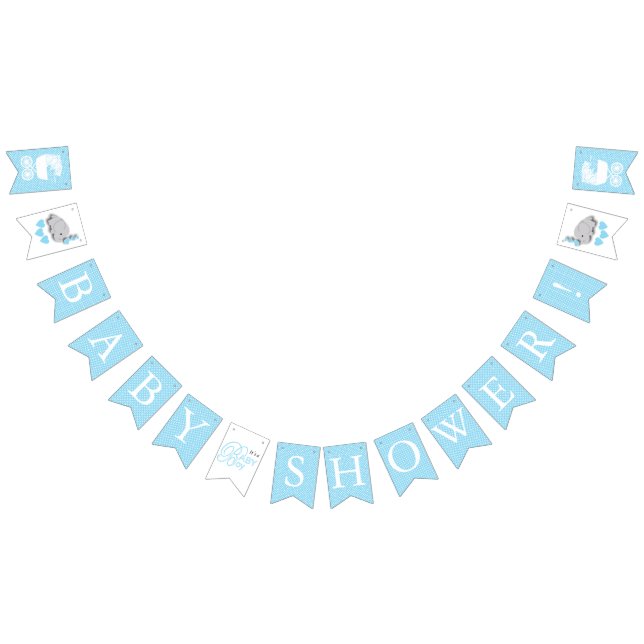 Bannière À Fanions Blue 👶 Baby Boy Shower Party  (Tout)