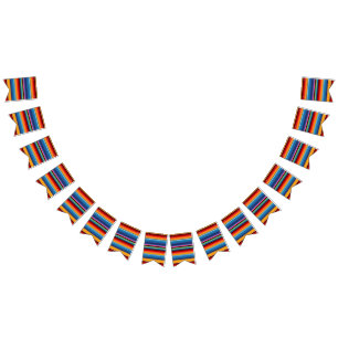 Bannière À Fanions Blue Gold Red Sarape mexicaine