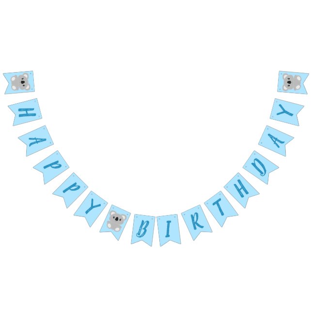 Bannière À Fanions Blue Koala Bear fête d'anniversaire (Tout)