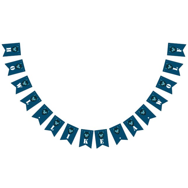 Bannière À Fanions Blue Wolf, fête d'Halloween (Tout)