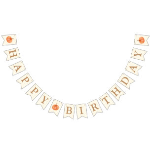 Bannière À Fanions Boho Fall Citrouille Joyeux anniversaire