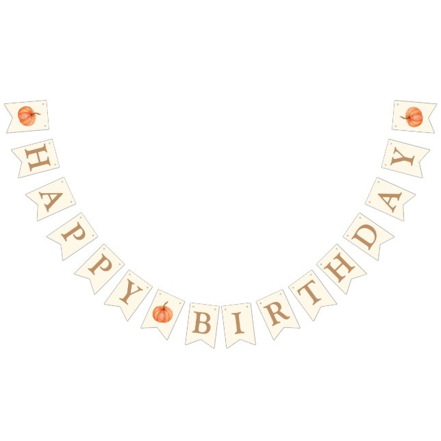 Bannière À Fanions Boho Fall Citrouille Joyeux anniversaire (Tout)