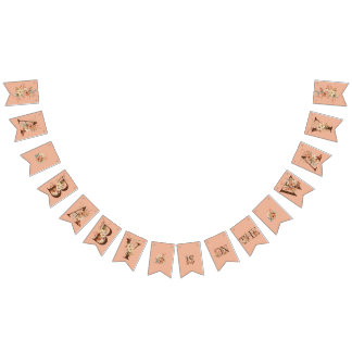 Bannière À Fanions Boho Floral sur Baby shower rose