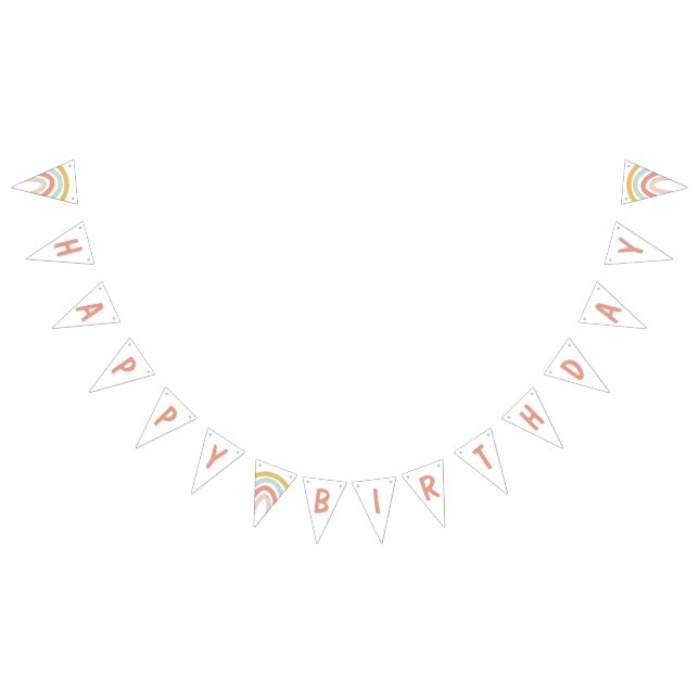 Bannière À Fanions Boho Pastel Rainbow Personnalisé (Tout)