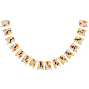 Bannière À Fanions Bois rustique Texté Automne Bunthday Bund