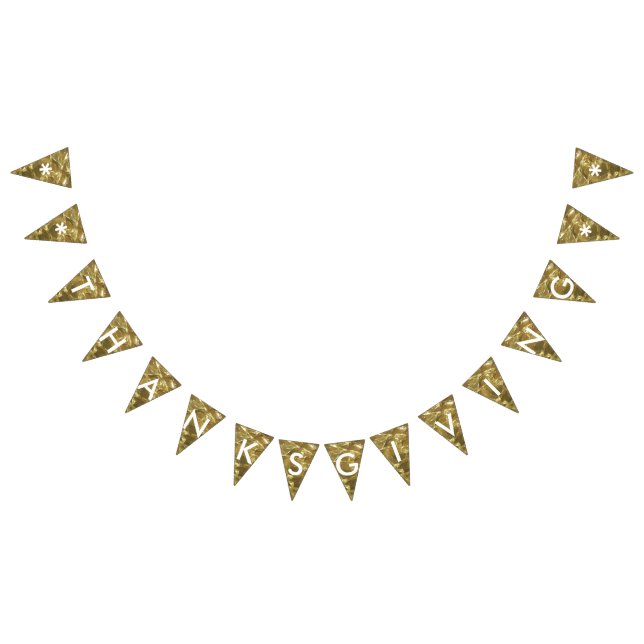 Bannière À Fanions Bon thanksgiving Gold White Parties scintillant br (Tout)