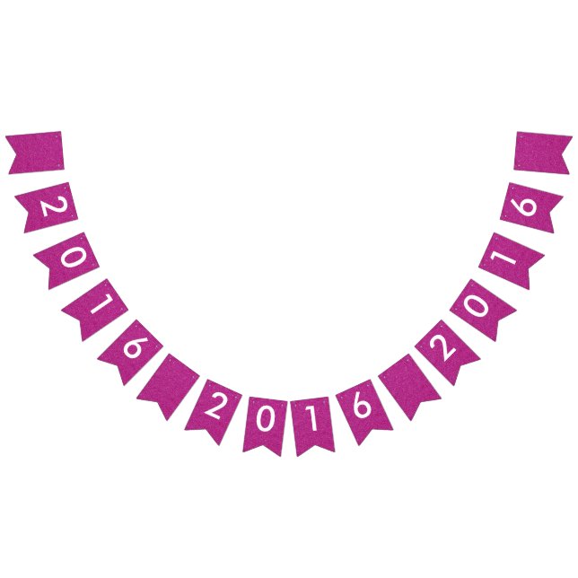 Bannière À Fanions Bonne année 2016 Parties scintillant rose blanc (Tout)