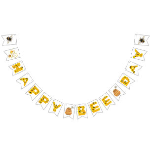 Bannière À Fanions Bonne fête d'anniversaire d'abeilles