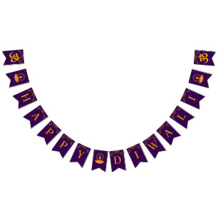 Bannière À Fanions Bonne fête Diwali violet violet