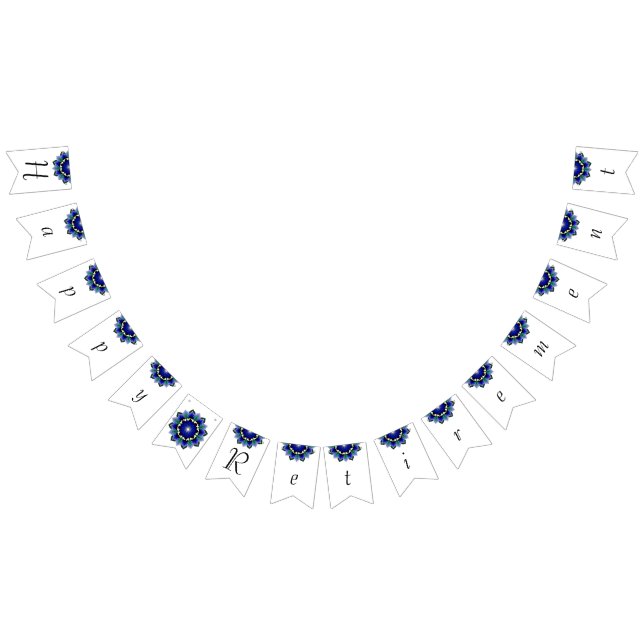 Bannière À Fanions Bonne retraite. Mandala en bleu foncé (Tout)