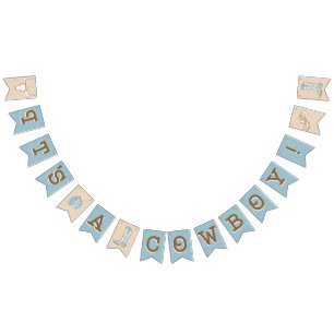 Bannière À Fanions Bouton Baby shower Cowboy