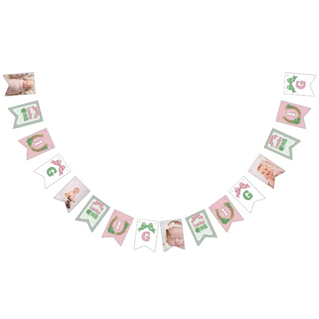 Bannière À Fanions Bow Clover Lucky One Girl 1st Birthday Photo (Tout)
