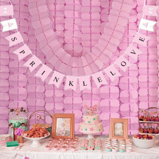 Bannière À Fanions BRIDE Sprinkings Little Love Pink Shower Party