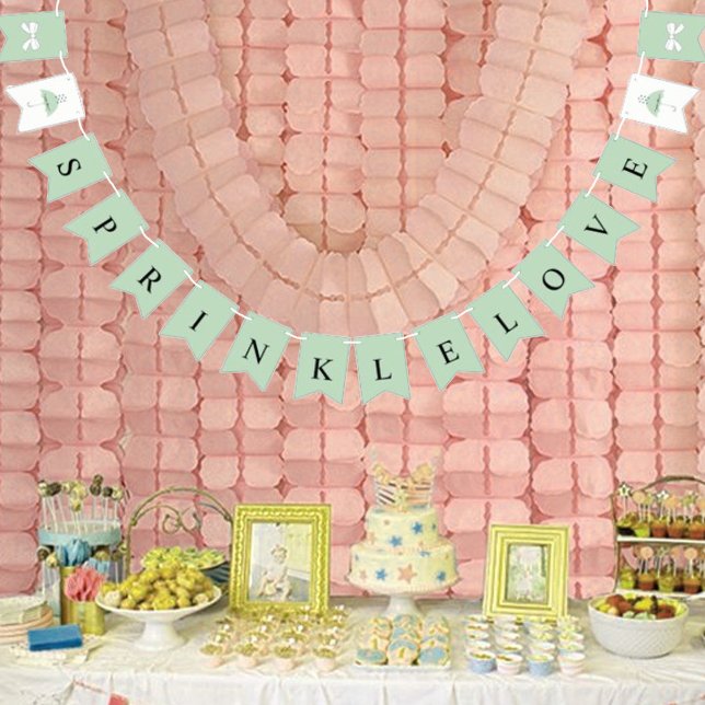 Bannière À Fanions BRIDE Sprinkt Love Sage Green Fête des mariées Par (Créateur téléchargé)