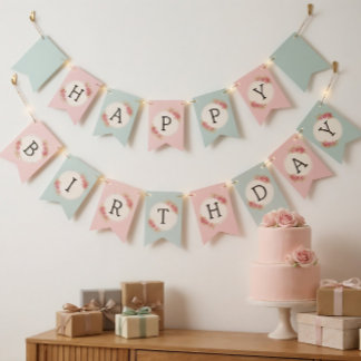 Bannière À Fanions Cadre Roses Shabby Chic Vintage