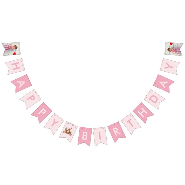 Bannière À Fanions Candy Gingerbread Maison rose Anniversaire (Tout)