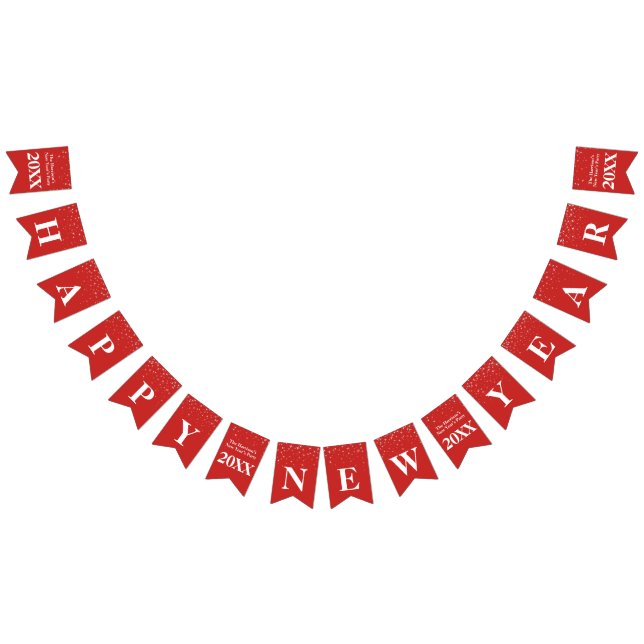 Bannière À Fanions Célébration blanche rouge de bonne année d'étoiles (Tout)