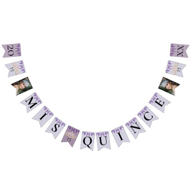 Bannière À Fanions Célébration de la Quinceañera violette (Tout)