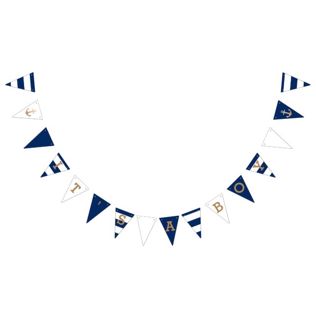 Bannière À Fanions C'est un garçon | Baby shower nautique (Tout)