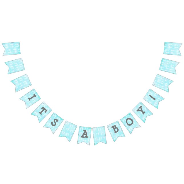 Bannière À Fanions C'est un garçon Bleu Blancs Baby shower Footprinst (Tout)
