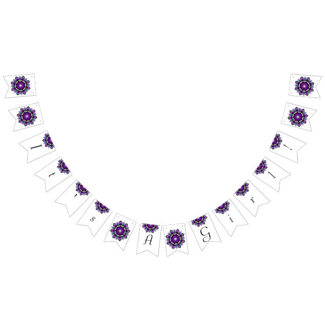 Bannière À Fanions C'est une fille ! Mandala en violet (Tout)
