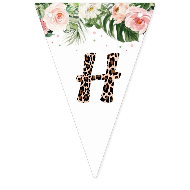 Bannière À Fanions Cheetah Lettres Motifs fête d'anniversaire (Premier drapeau)