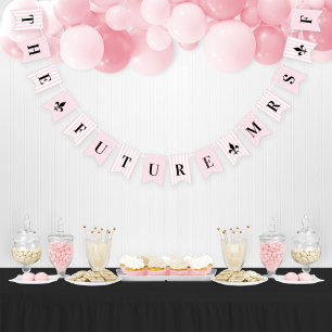 Bannière À Fanions Chic Rose Rayure Parisienne Future Mme Mariage